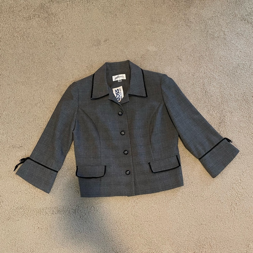 ๐5 for $25 New! Studio 1 grey plaid button blazer jacket - Picture 1 of 7